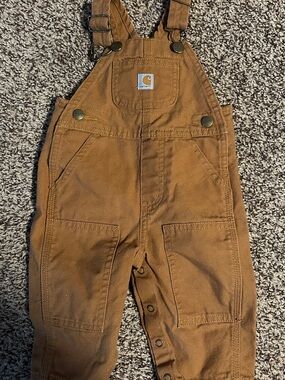 6M Carhartt Kids Brown Duck Overalls